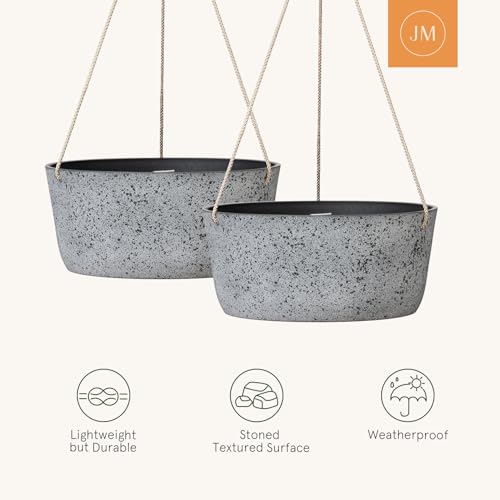 La Jolie Maison Large Hanging Planters for Outdoor Plants, Set of 2 12 Inch - color: Rock Gray