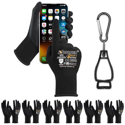 7 Pairs Safety Work Gloves Seamless Nylon Knit MicroFoam Nitrile Coated - size: Small, style: 7 Pairs,black