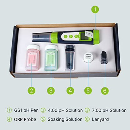 Apera Instruments GroStar Series GS1-P pH/ORP Pen Tester Kit with Replaceable Double-Junction pH Probe and ORP Probe for Hydroponics Water Quality Testing, Gen II - style: pH+ORP