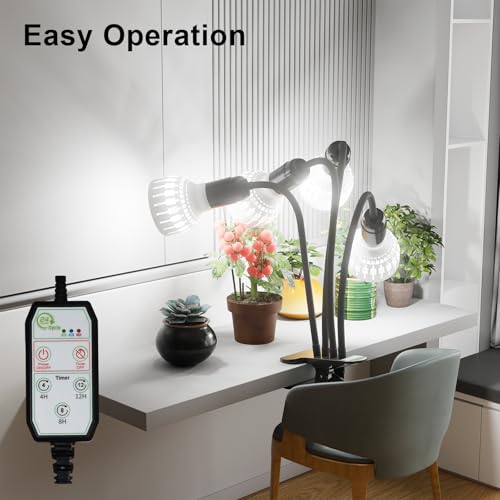 GooingTop Grow Light,24W (160Watts Equiv) 5000K White Full Spectrum LED Growing Lamp Clip on Desk for Indoor Plants,Bulbs Replaceable & Non-dimmable (Black, 320W) - size: 320W
