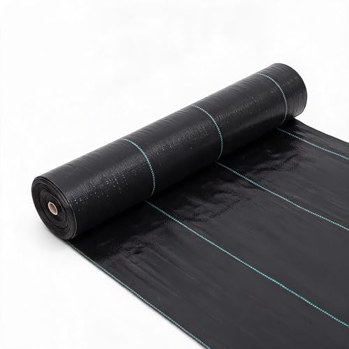 4ft x 250ft, 5oz Heavy Duty Weed Barrier Landscape Fabric - Woven Ground Cover - Superior Weed Control, High Permeability, Durable & Eco-Friendly Mulch Mat for Garden, Driveway, Flower Bed - Black