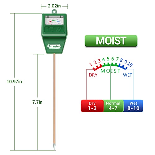 Dr.meter Soil Moisture Meter for Plants, Plant Water Gauge Test Kit - color: Green