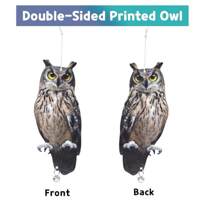 5PCS Flat Hanging Fake Owl to Scare Pigeon Away from Patio - color: Grey Owl 5pcs