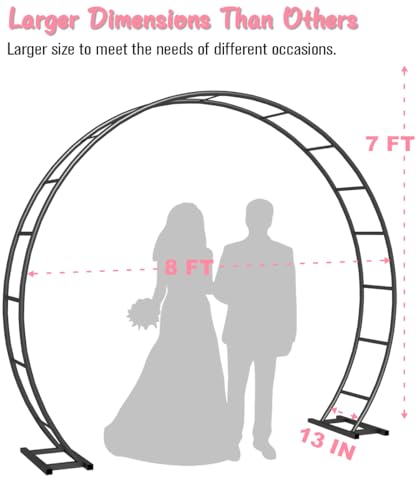 Queension Metal Arch Backdrop Stand 8Ft Wide 7Ft High, Wedding Arch Frame for Wedding Decorations, Balloon Arch Stand with Base for Ceremony, Outdoor Garden Arch Trellis for Climbing Plants, Black - color: Black, size: 7FT