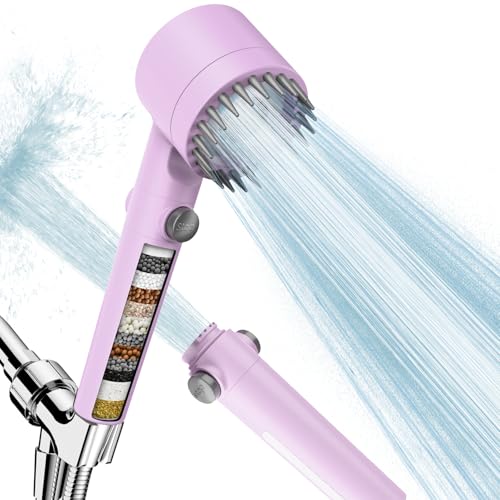 Filtered Shower Head with Handheld,High Pressure Shower Heads Filter - color: Purple