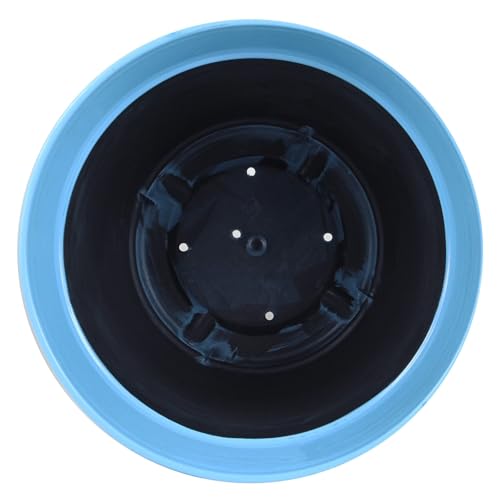 Garden Elements Indoor/Outdoor Glazed Brushed Happy Plastic Planter, Large, Bright Blue, 15" - color: Bright Blue