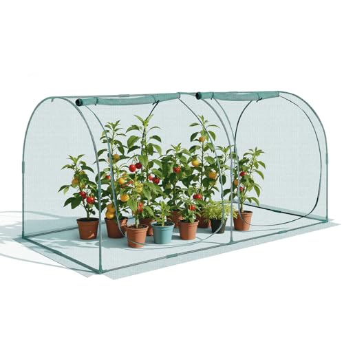 VEVOR Crop Cage, 8.1 x 3.9 x 3.9 ft Plant Protection Tent with Zippered Door, Wind-Resistant Tall Crop Cage, Easy to Install, Outdoor Raised Bed Cover with Frame, Plant Netting for Garden Patio Lawn - style: 8.1 x 3.9 x 3.9Ft-Arch