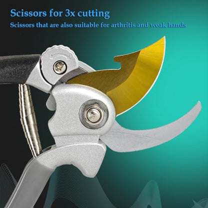 Ultra Sharp Germany Titanium Steel Pruning Shears - Cuts 3X Easier, Weak Hand Arthritis Snips, Rust-Resistant, Effortlessly 1-Inch Cut Capacity Garden Scissors, Ergonomic Handle (gt-o3, 1) - color: Black/Gold