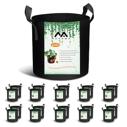 20-Pack 3 Gallon Grow Bags, Heavy Duty Aeration Fabric Pots with Handles,300G Thickened Nonwoven Pots for Plants/Vegetables/Flowers - size: 3 Gallon