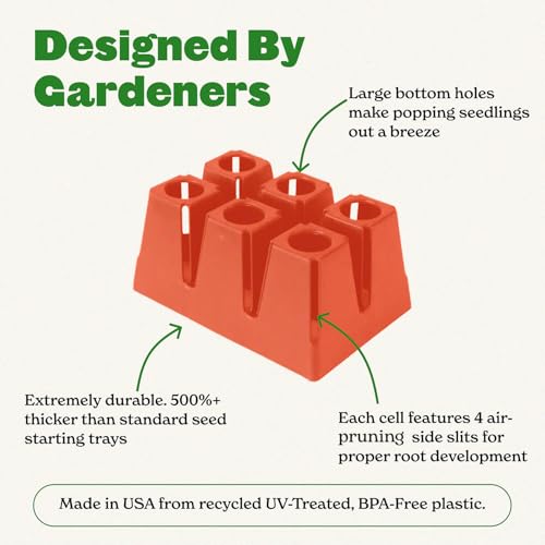 Epic Gardening 6-Cell Seed Starter Tray - 6 Trays - Terracotta - color: Terracotta