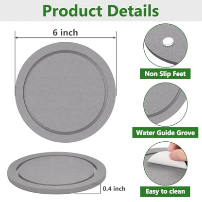 6" Dry Diatomite Stone Plant Saucer & Tray - 2 Pack, Light Gray - color: Light Gray, size: 6" (2 Pack)