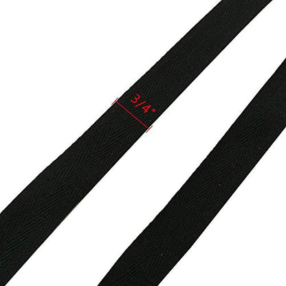 Natural Cotton Twill Tape 50 Yards 3/4 Inch Bunting Bias Tape Herringbone Webbing Tape Roll for Apron Sewing Dressmaking Craft (Black) - color: Black, size: 3/4inch