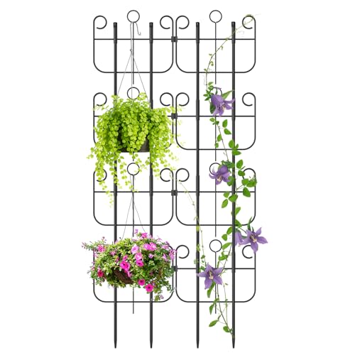 Garden Trellis for Climbing Plants Outdoor, Expandable Heavy-Duty Metal Trellis for Tall Plants, Flowers Vine Ivy, Sturdy Houseplant Pothos Plant Climber Support - size: 8 Pack-16.9in(H)x12.5in(L)