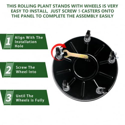 2 Pack Metal Plant Caddy With Wheels 14 Inch Black, Round Rolling Heavy Duty Plant Dolly, Heavy Plant Pot Mover Outdoors or Indoors, The Metal Wheel Can Rotate 360 Degrees or Lockable. - size: 14