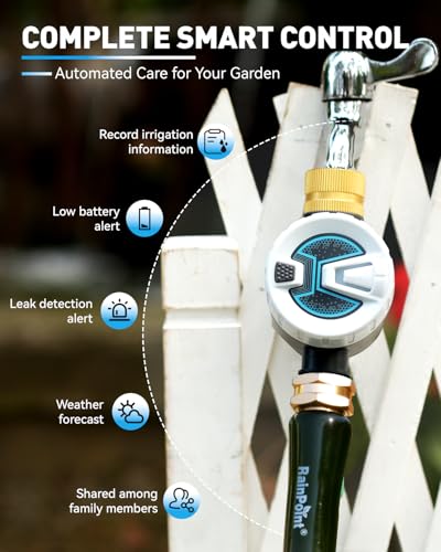 RAINPOINT WiFi Water Timer, Sprinkler Timer for Garden Hose, Smart Automatic Irrigation System with Brass Inlet for Yard, Lawn, APP Remote Control via 2.4Ghz WiFi and Bluetooth - color: Gray