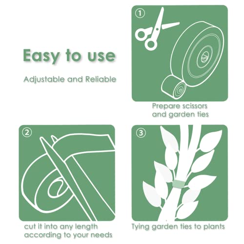 Garden Tie Green Tape, Plant Supports, Gentle On Plants (16.4ft × 0.6 inch, 1 roll, Green) - size: 16.4ft