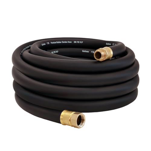 Guitrees 50FT ×1 inch Heavy Duty Rubber Garden Hose - 200psi Working, 1000psi Burst - Hot/Cold Water - Five-Layered Braiding for Durability - Versatile for Gardening, Agriculture, Construction(Black) - color: Black, size: 1"× 50'
