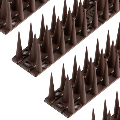 OFFO Bird Spikes for Pigeon Woodpecker Crow, Outdoor Use for Balcony Patio Window, Easy to Install, Brown, Covers 8.3 Feet(2.5m) - color: Brown