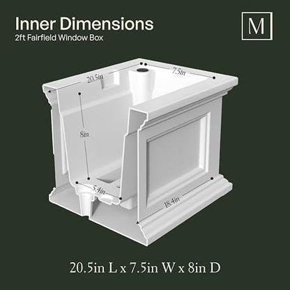 Mayne Fairfield 24in Self-Watering Rectangular Window Box Planter, White - color: White, size: 24in