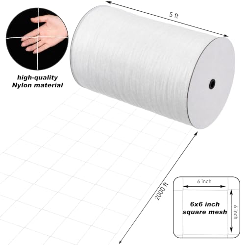Berlune 5 x 2000 ft Trellis Netting Heavy Duty Nylon 6 Inch Mesh - size: 5 x 2000 ft