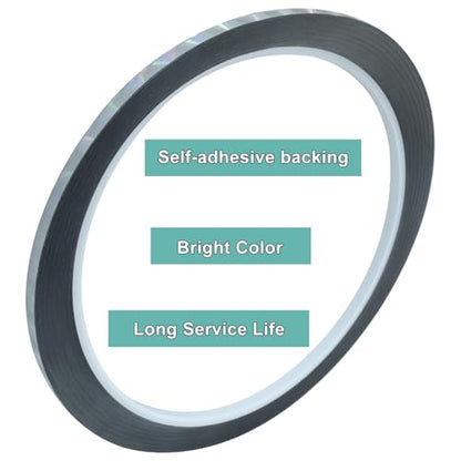 Jiozermi 2 Pcs 0.12 Inch Self-Adhesive Holographic Reflective Tape - size: 0.12 Inch x 55 Yard