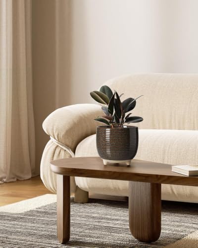 LE TAUCI Ceramic Plant Pots, 5.1 + 6.4 Inch, Set of 2, Reactive Glaze Black - color: Reactive Glaze Black