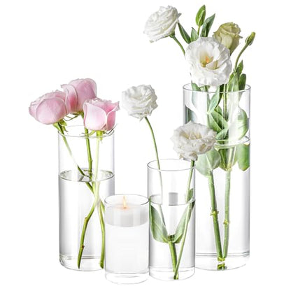 4 Pack Glass Cylinder Vases 4,6,8,10 Inch Tall Clear Flower Vase Hurricane Floating Candle Holder for Table Centerpiece Wedding Home Decor - size: 4 Pack(4,6,8,10 Inch )