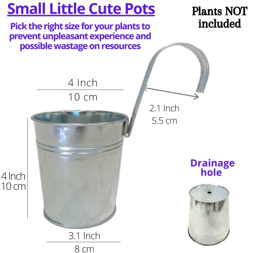 LaLaGreen Rail Planter (4 in, 10 Pack) Silver Metal Railing Flower Pots - size: 4 Inch (Silver)
