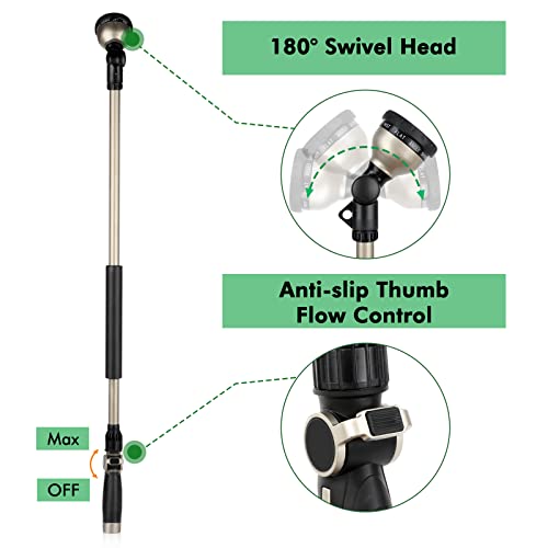 RESTMO 36” Watering Wand for Garden Hose, Heavy Duty Hose Nozzle Sprayer - color: Bronze