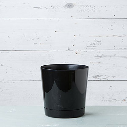 Novelty Majestic Full Depth Round Cylinder Pot, Glossy Black, 12-Inch (10128) - color: Black, size: 12 Inch