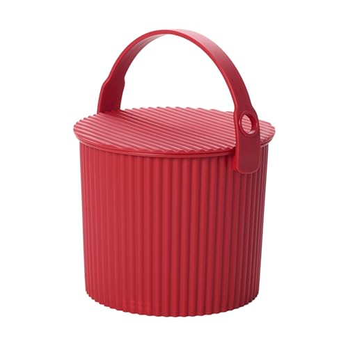Hachiman Mini Bucket, 1.1 Gallon Heavy Duty Bucket with Lid & Handle - color: Red, size: Mini