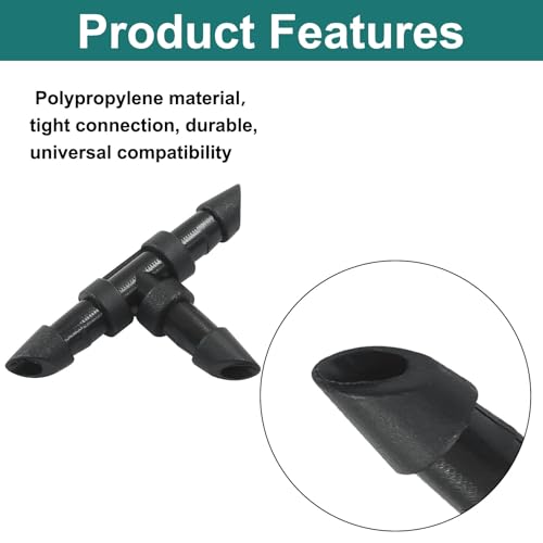 Murtenze 150 Pack Barbed Tee Fittings, 1/4 Inch Sharp End Connectors Drip Irrigation Universal Coupling Fitting for Garden Sprinkler Systems - size: Tee-150P