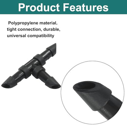 Murtenze 150 Pack Barbed Tee Fittings, 1/4 Inch Sharp End Connectors Drip Irrigation Universal Coupling Fitting for Garden Sprinkler Systems - size: Tee-150P