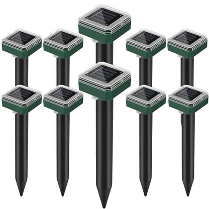Mole Repellent Solar Powered, 10 Pack Gopher Repellent and Snake Repellent for Yard, Waterproof Ultrasonic Vibration Stakesfor Outdoor Lawn Garden to Get Rid of Moles, Voles, Groundhogs,Rodents