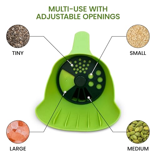 Garden Guru Handheld Seed Spreader Shaker – Multi Use Grass Seed, Fertilizer, Salt, Ice & Snow Melt Spreader – Adjustable Twist Cap w Multiple Size Openings – Lightweight 1L Capacity Hand Seeder - size: 1 Pack