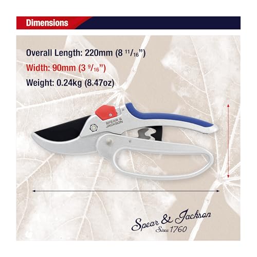 Spear & Jackson Razorsharp Geared Anvil Pruning Shears, Heavy Duty Garden Clippers for Thick Branches, Non-Slip Ergonomic Handles, Durable Steel Blades - size: Geared Anvil, style: Geared Anvil