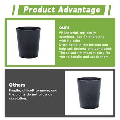 HOSTIC 5 Gallon Flexible Nursery Pots Gallon Pot with Drainage Holes Plastic Plant Container Suitable for Indoor Outdoor Vegetables Flowers Plants 10 PCS - size: Standard 5 Gallon