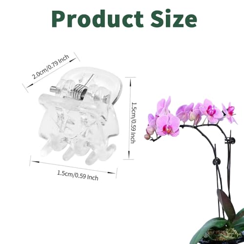 100 Pcs Orchid Clips Transparent Plant Clips Flower Vine Clip for Supporting Plant Orchid Support Clip Flower Stems Stalks Vines Climbing Plant Grow Upright