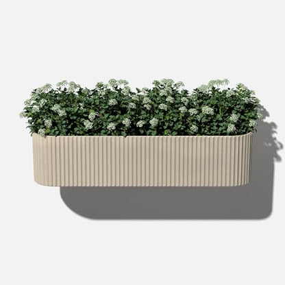 Veradek Demi Series Railing Planter - Round Window Box with Bracket - color: Sand, size: 36 inch