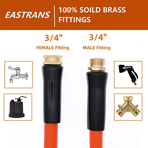 EASTRANS 5ft x 5/8" Orange Garden Hose with 3/4" Male to Female Fittings - color: Orange, size: 5FT Male to Female