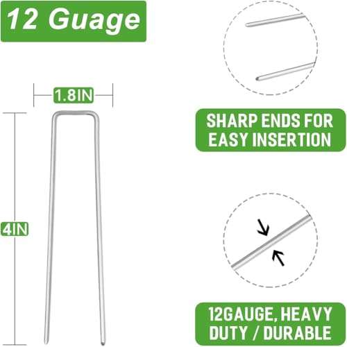 Petgrow 6 Inch Garden Stakes Galvanized Landscape Staples,11 Gauge - size: 50 PACK