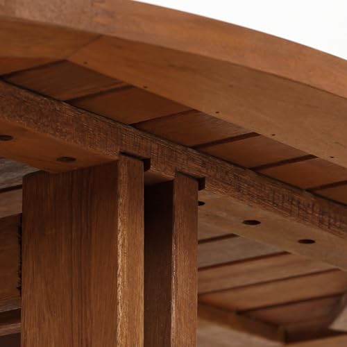 Furinno TIOMAN Outdoor Gateleg Round Patio Table, Natural - size: Gateleg Folding Table 35-inch Wide