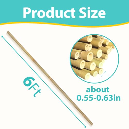 Bamboo Stakes 6FT, Garden Stakes 50pcs 72in Specifically Designed for Climbing Plants, Ideal for Tomatoes, Beans, Cucumbers, Peppers, Vines, and More Plant Growth - size: 6FT, 50pcs