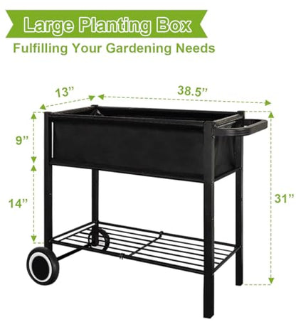 Raised Garden Bed with Legs Outdoor Elevated Planter Box with Wheel