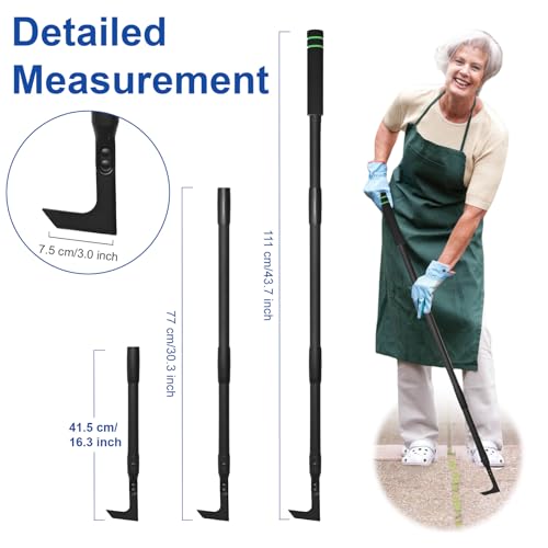 Crack Weeder Tool Long Handle Manual Weeders Crevice Weeding Tool L Shaped Multiple Sharp Blades Efficient Weeding for Narrow Spaces Driveways Sidewalks Paving Stone Gaps