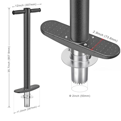 Dolibest 3-in-1 Sod Plugger & Bulb Planter Tool - Depth Adjust (3-6'') Stainless Steel Sharp Serrations with Ergonomic Grip | Lawn Plug Cutter for Turf Repair, Soil Sampling & Garden Planting-35.7" - color: Black E- 3-6'' depth