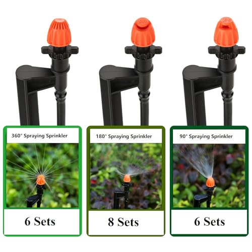 20 Sets Mixed 360/180/90 Degrees Drip Irrigation Sprinklers - size: 20 Set Mixed Drip Sprayers