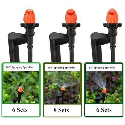 20 Sets Mixed 360/180/90 Degrees Drip Irrigation Sprinklers - size: 20 Set Mixed Drip Sprayers