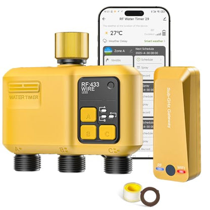 WiFi Water Timer 3 Outlet Garden, Brass Inlet - size: 3 Outlet In