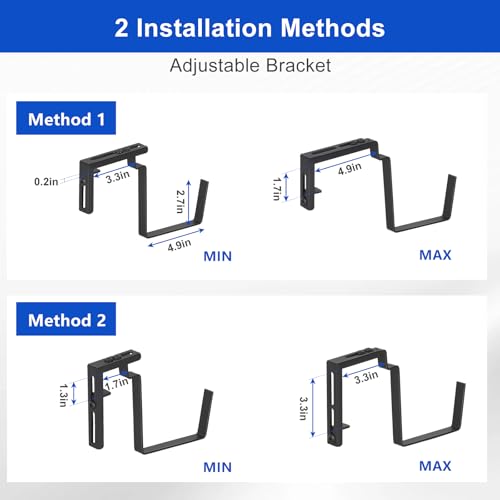 CADUKE Railing Planter Box 4 Pack Window Boxes Planter with Adjustable Brackets 16.9 Inches Deck Railing Hanging Flower Boxes Black Balcony Planters Fence Hanging Planters for Outdoor - color: Black